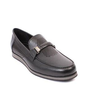 ROBERTO SERPENTINI 756a Black Leather Moccasins Loafers Shoes